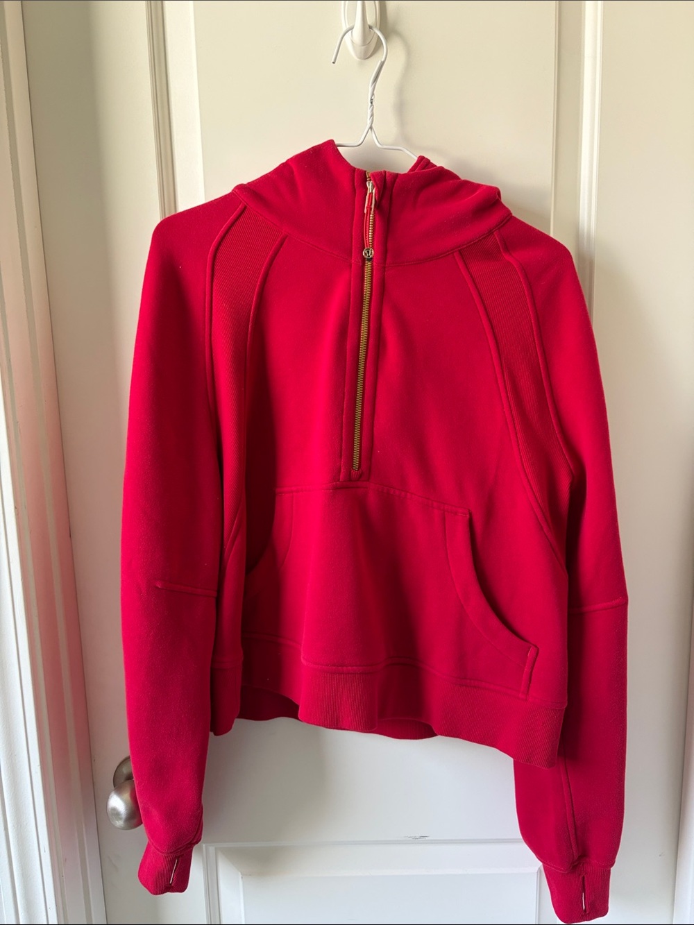 lululemon athletica Red Half‑Zip Cowl Sweater